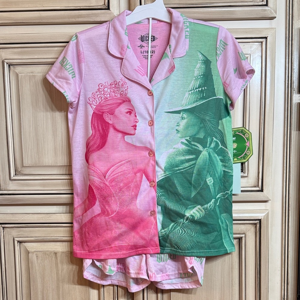 Wicked Pink and Green Graphic Pajama Set